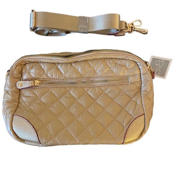 E+A NEW Quilted Disco Bag Gold With shoulder Strap - Picture 1 of 10